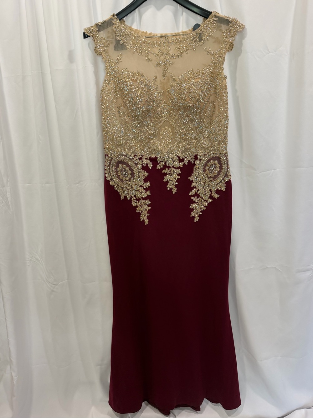 Abby Paris Burgundy Beaded Formal Gown Size 16